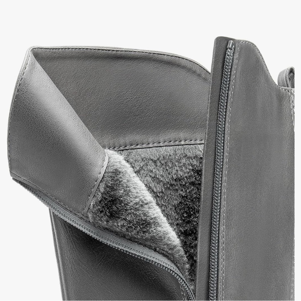 DREAM PAIRS Women's Grey Knee High Buckle Riding Boots - Picture 4 of 6